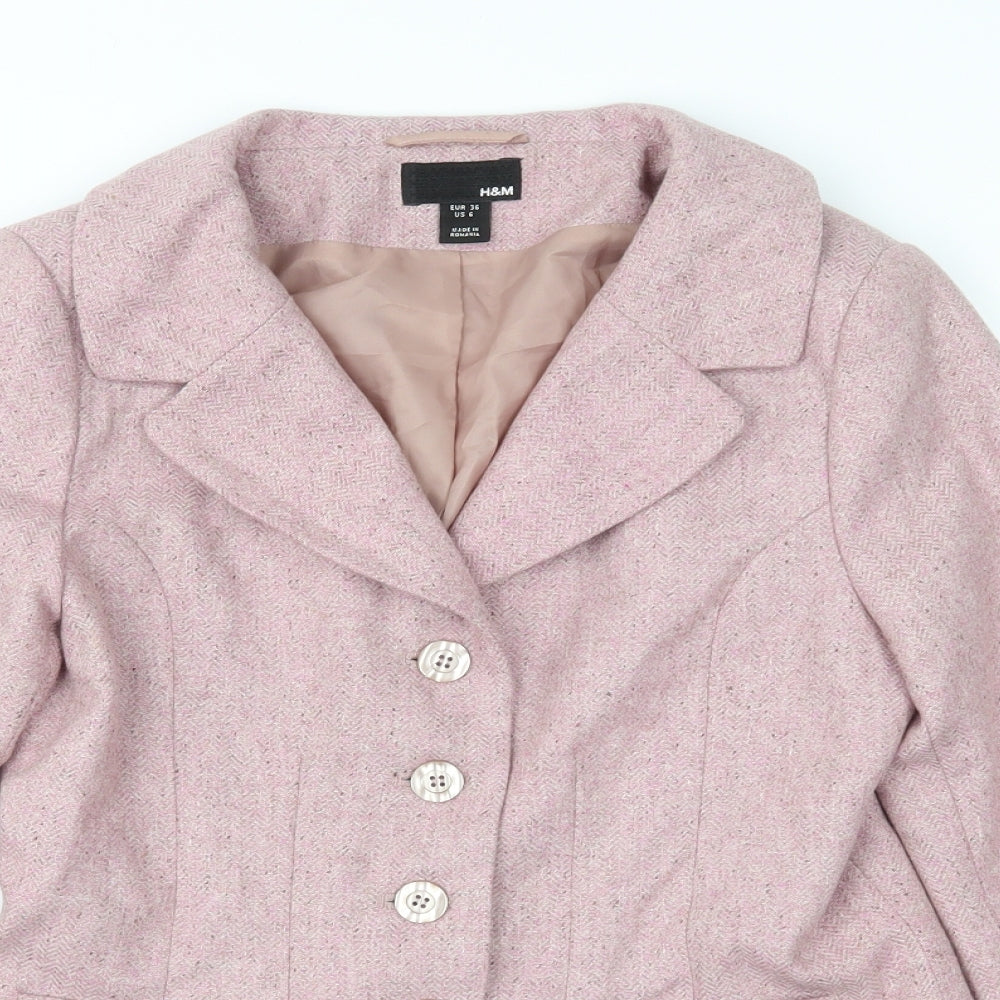 H&M Womens Pink  Tweed Jacket  Size 8