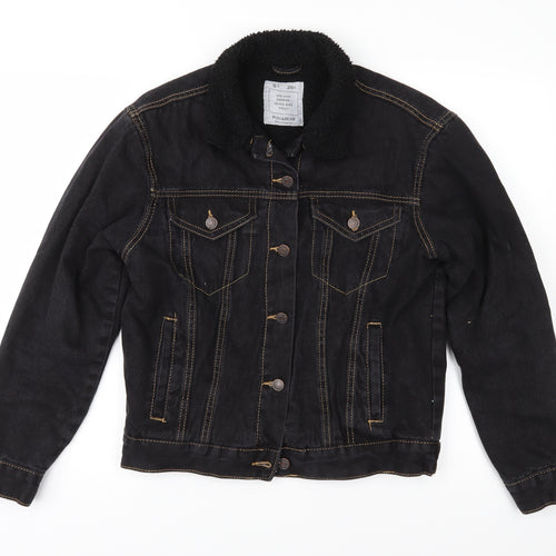Pull&Bear Womens Black  Denim Jacket  Size S  - Fleece Lined