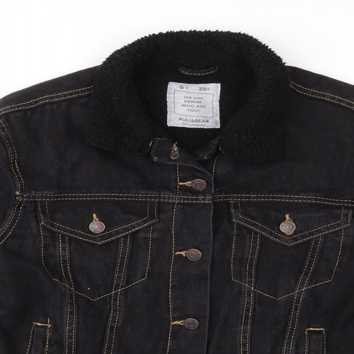 Pull&Bear Womens Black  Denim Jacket  Size S  - Fleece Lined