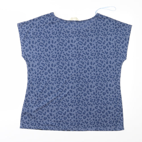 BHS Womens Blue Animal Print Jersey Basic T-Shirt Size 16