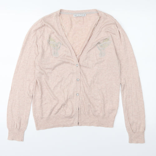 Definitions Womens Pink  Knit Cardigan Jumper Size 14