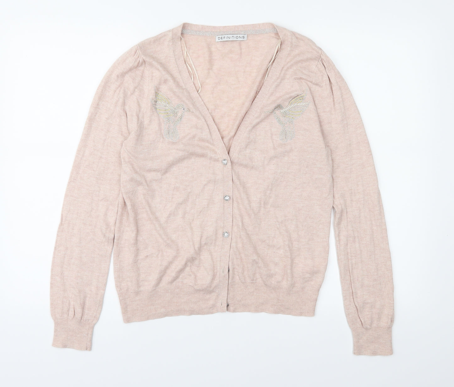 Definitions Womens Pink  Knit Cardigan Jumper Size 14
