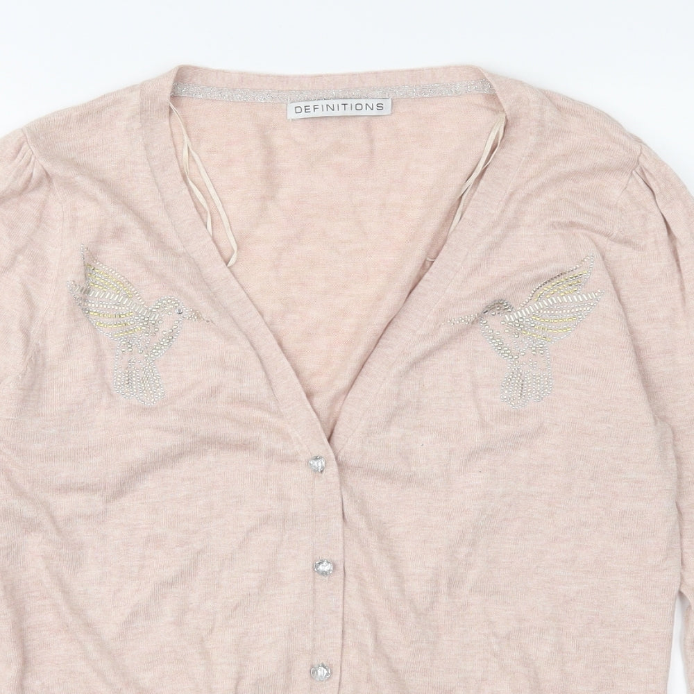 Definitions Womens Pink  Knit Cardigan Jumper Size 14