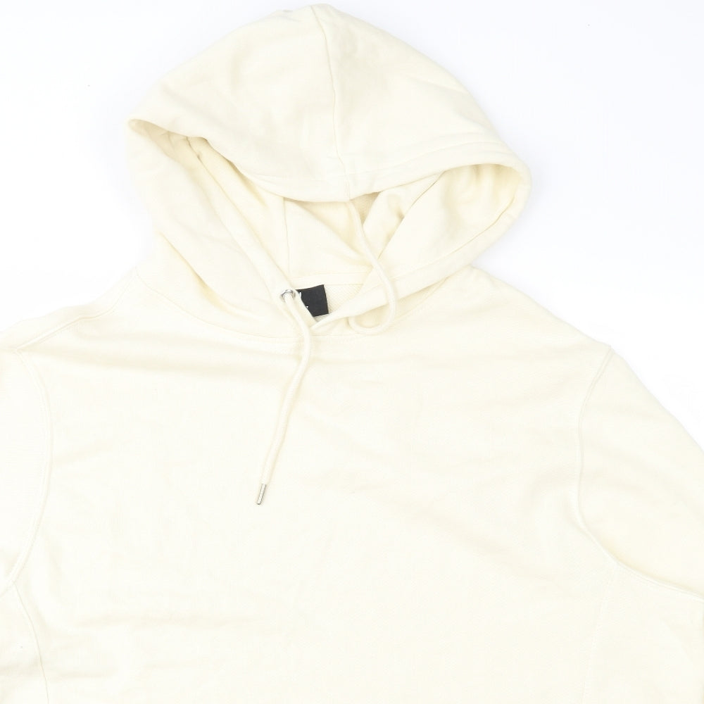 H&M Mens Ivory  Jersey Pullover Hoodie Size XL