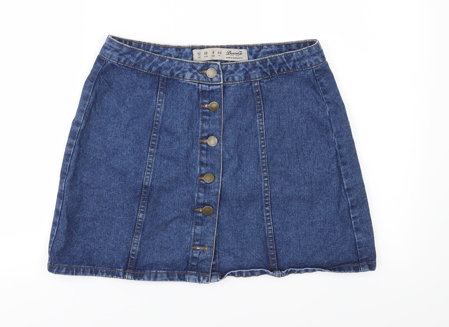 Denim & Co. Womens Blue  Denim A-Line Skirt Size 12