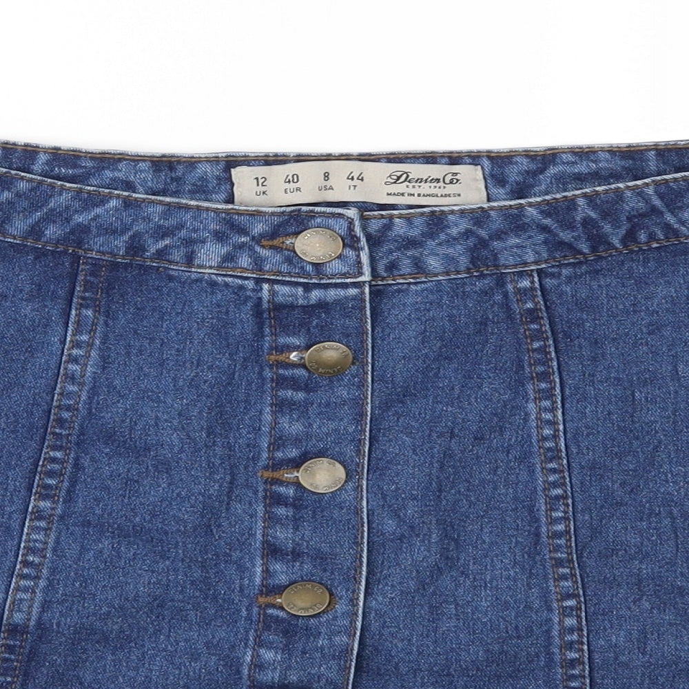 Denim & Co. Womens Blue  Denim A-Line Skirt Size 12
