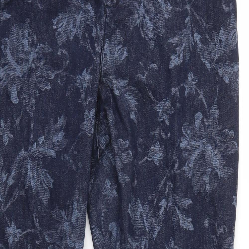 Monsoon Womens Blue Floral Denim Straight Jeans Size 16 L29 in