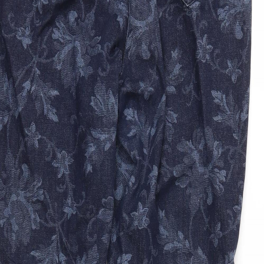 Monsoon Womens Blue Floral Denim Straight Jeans Size 16 L29 in