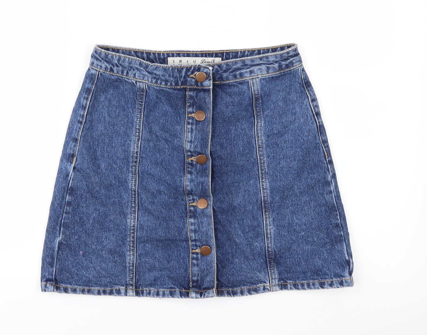 Denim & Co. Womens Blue  Denim A-Line Skirt Size 10