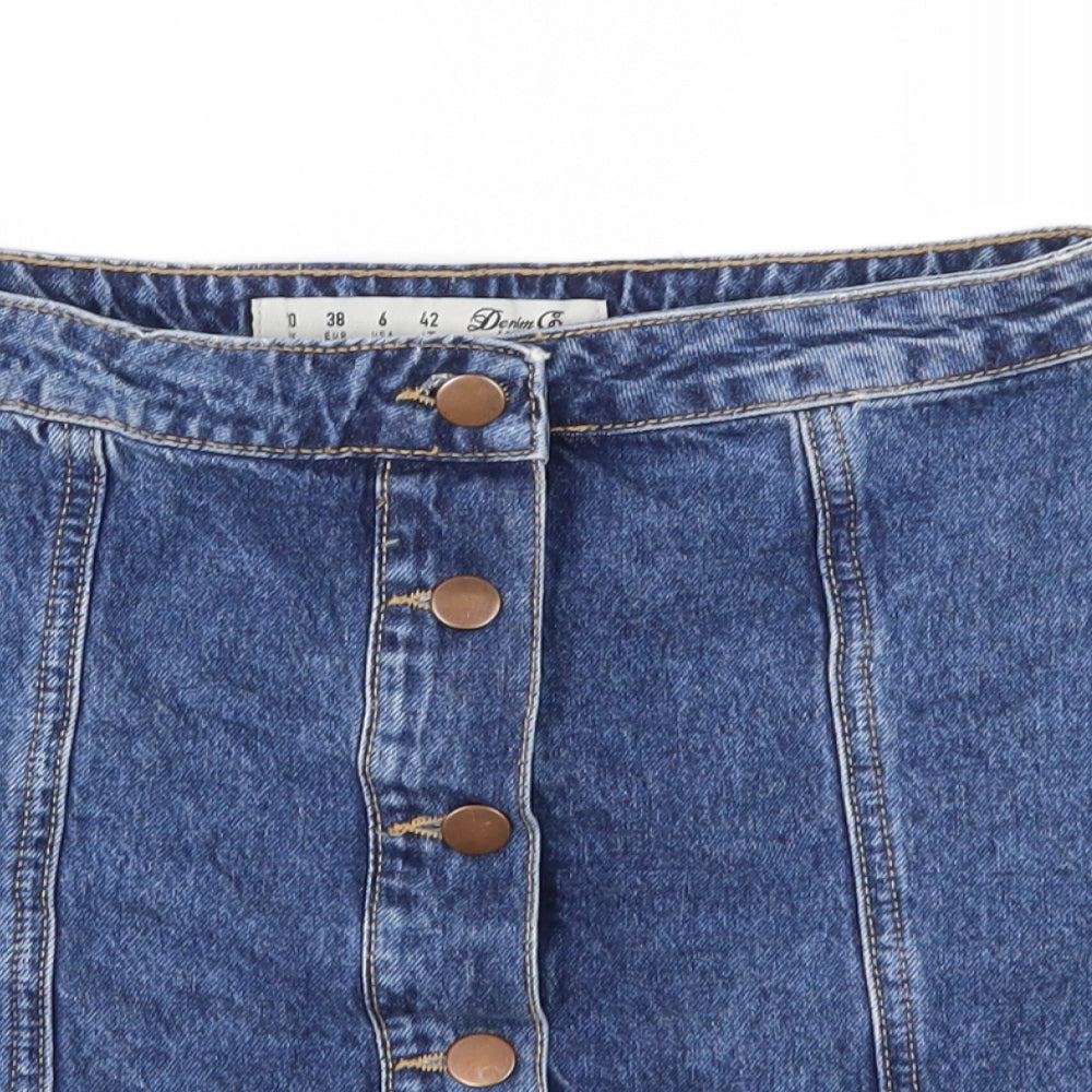 Denim & Co. Womens Blue  Denim A-Line Skirt Size 10