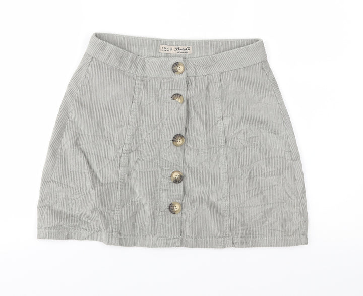 Denim & Co. Womens Green Corduroy A-Line Skirt Size 8