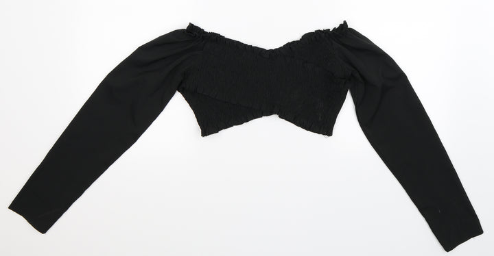 Nasty Gal Womens Black Cropped Blouse Size 6