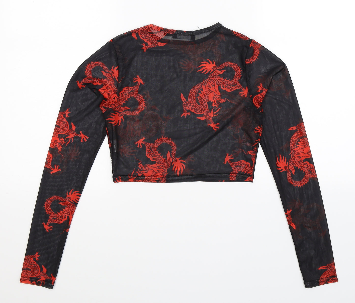 PRETTYLITTLETHING Womens Black   Cropped Blouse Size 6