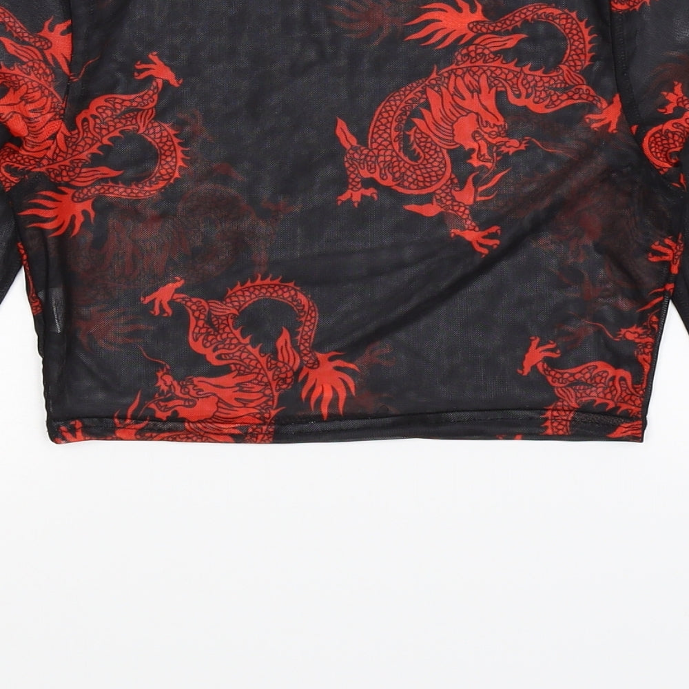 PRETTYLITTLETHING Womens Black   Cropped Blouse Size 6