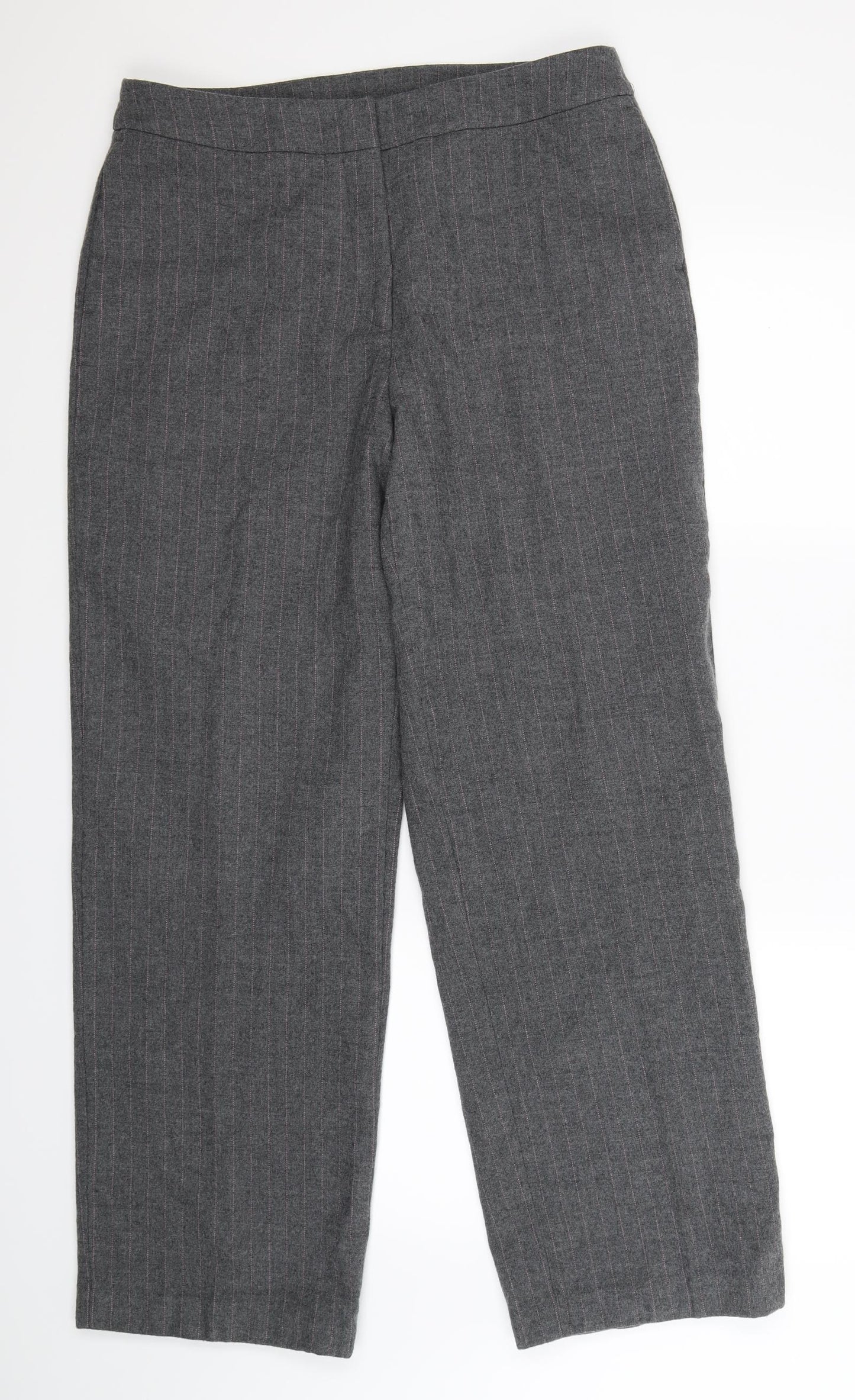 Per Una Womens Grey Striped  Trousers  Size 16 L30 in