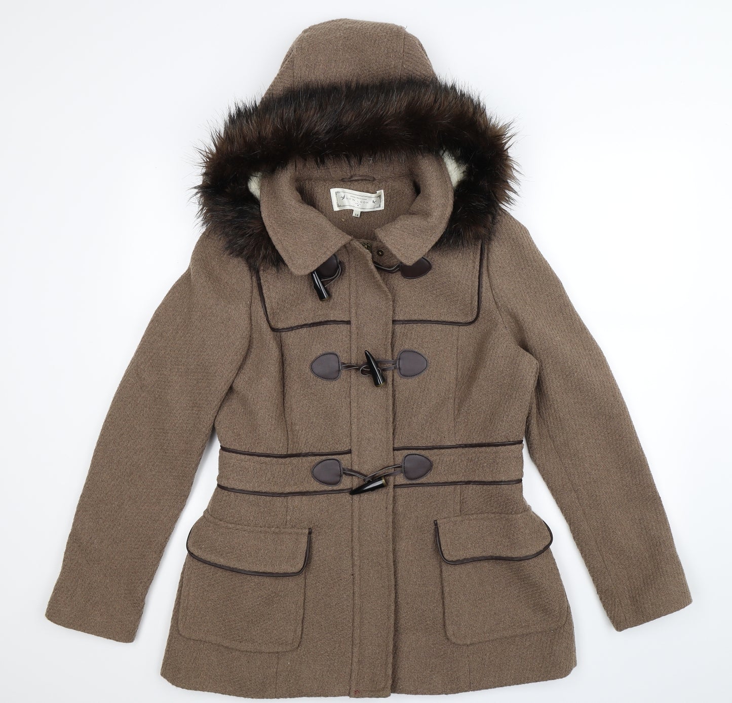 New Look Womens Grey   Pea Coat Coat Size 14