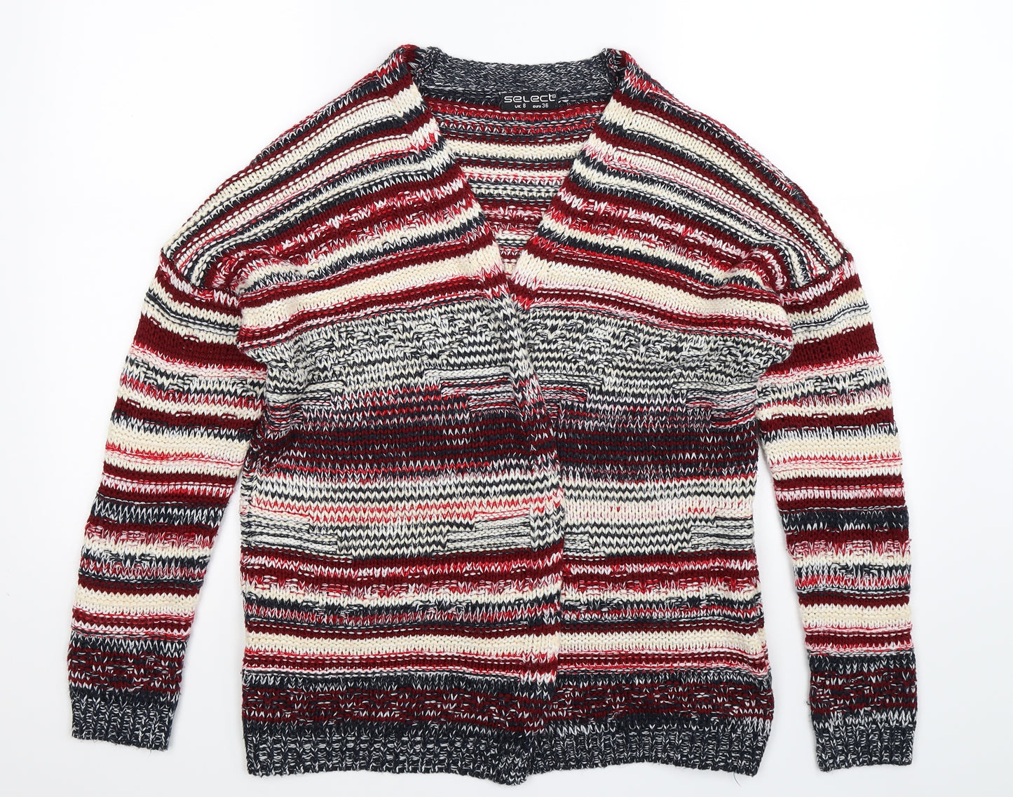 Select Womens Multicoloured Striped Knit Cardigan Jumper Size 8