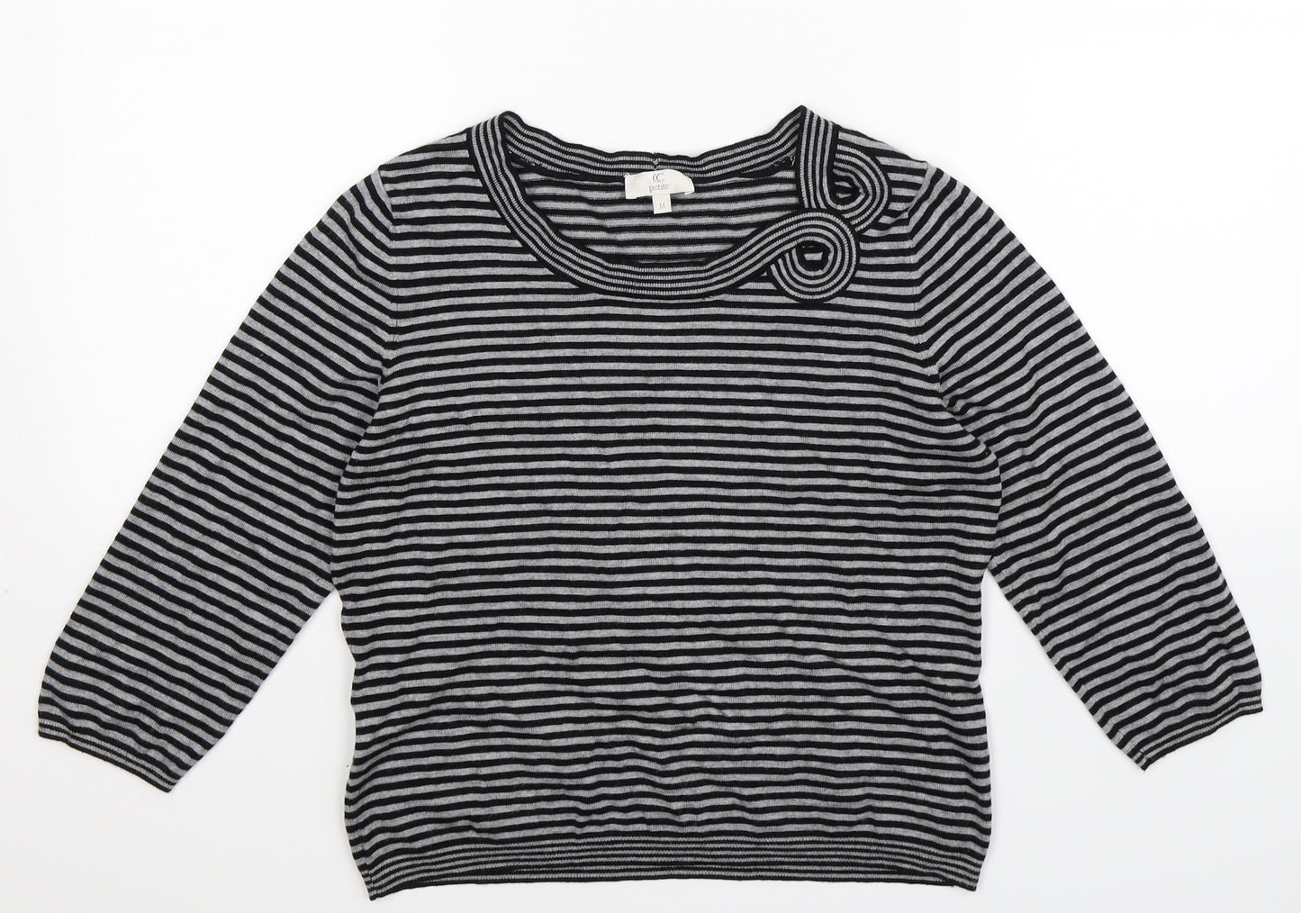 CC Womens Grey Striped Knit Pullover Jumper Size M