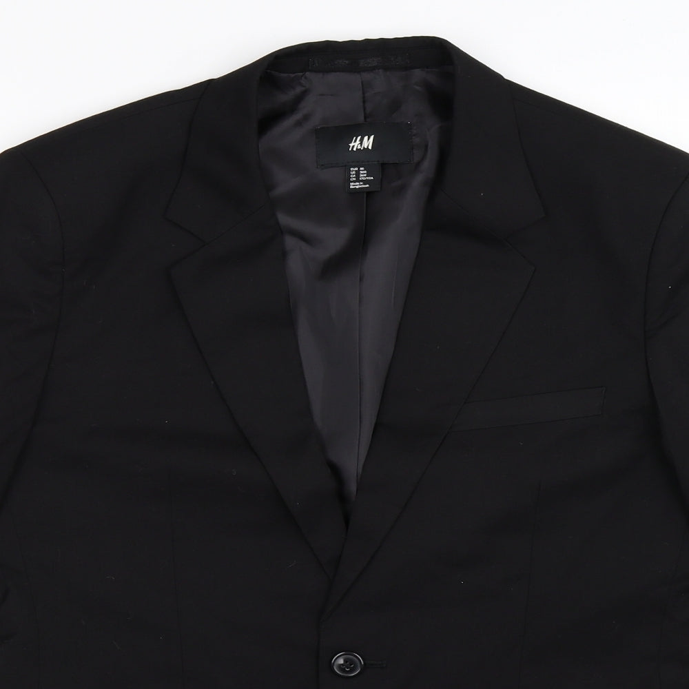 H&M Mens Black   Jacket Suit Jacket Size 36