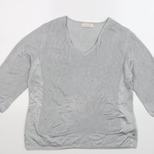 Per Una Womens Silver  Knit Pullover Jumper Size 20