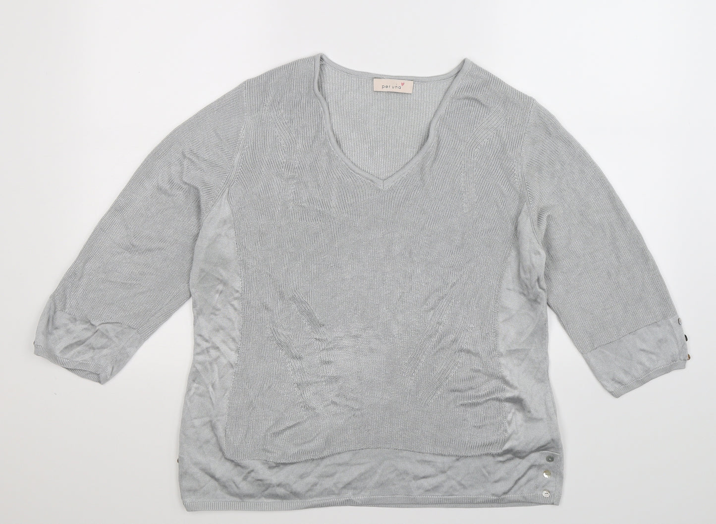 Per Una Womens Silver  Knit Pullover Jumper Size 20