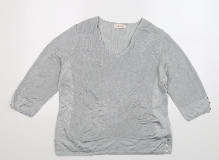 Per Una Womens Silver  Knit Pullover Jumper Size 20
