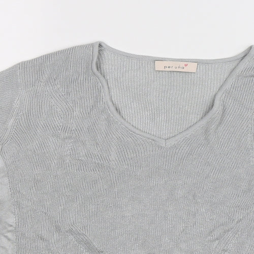 Per Una Womens Silver  Knit Pullover Jumper Size 20