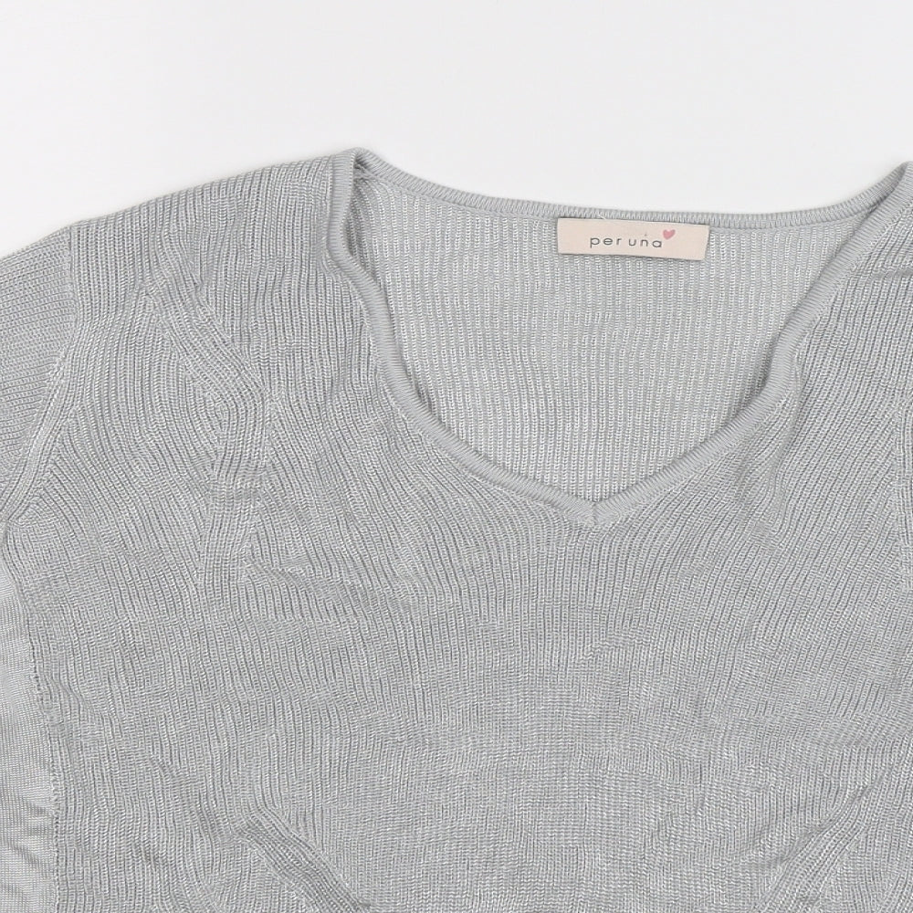 Per Una Womens Silver  Knit Pullover Jumper Size 20