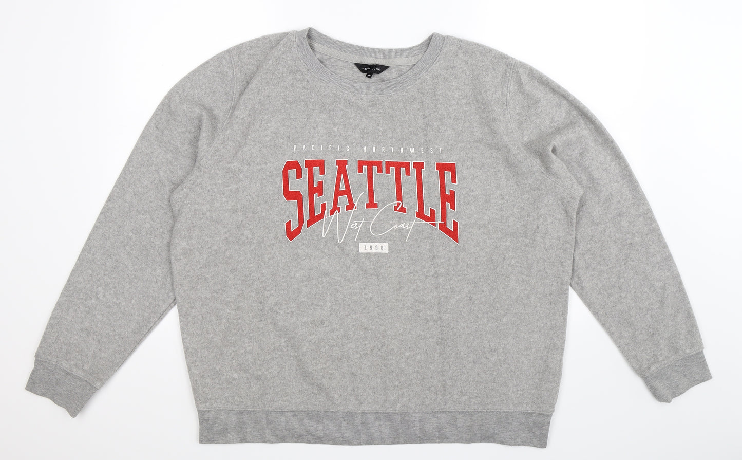 New Look Womens Grey  Fleece Pullover Sweatshirt Size 16  - Oversized