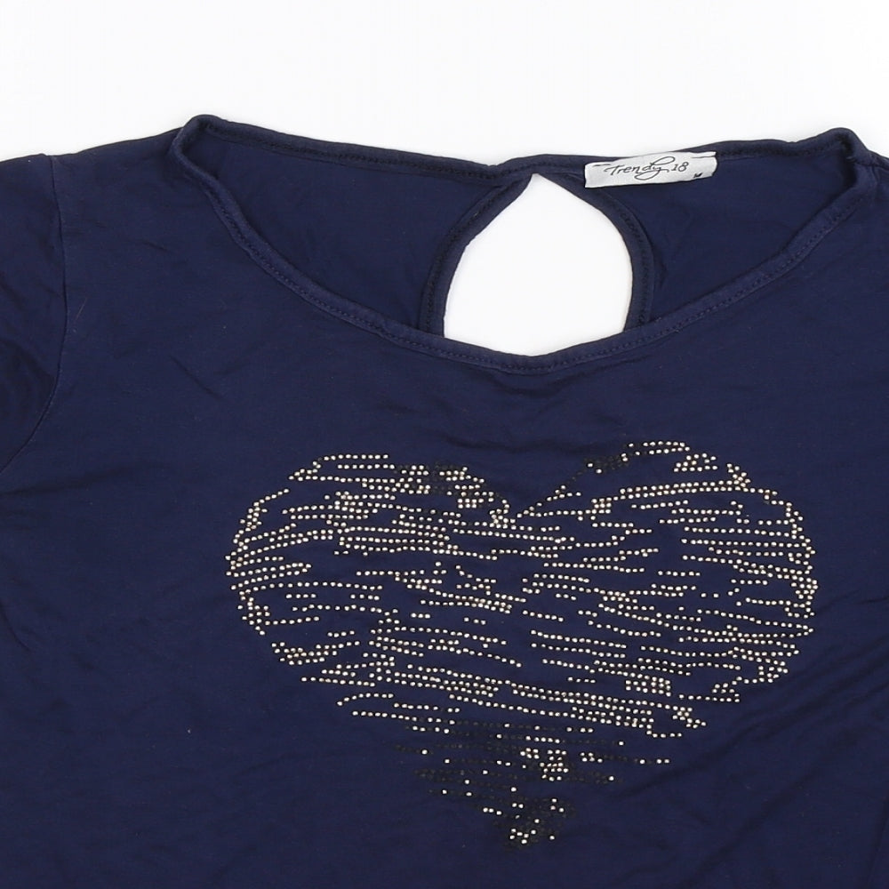 Trendy Womens Blue   Basic T-Shirt Size M