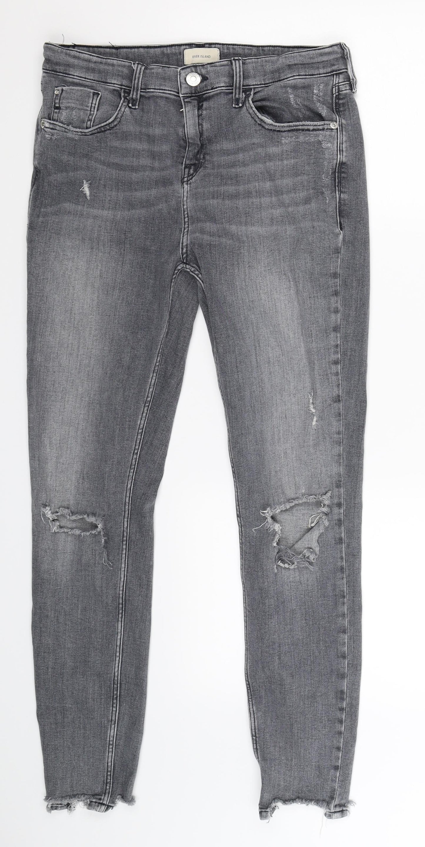 River Island Womens Grey  Denim Skinny Jeans Size 12 L27 in