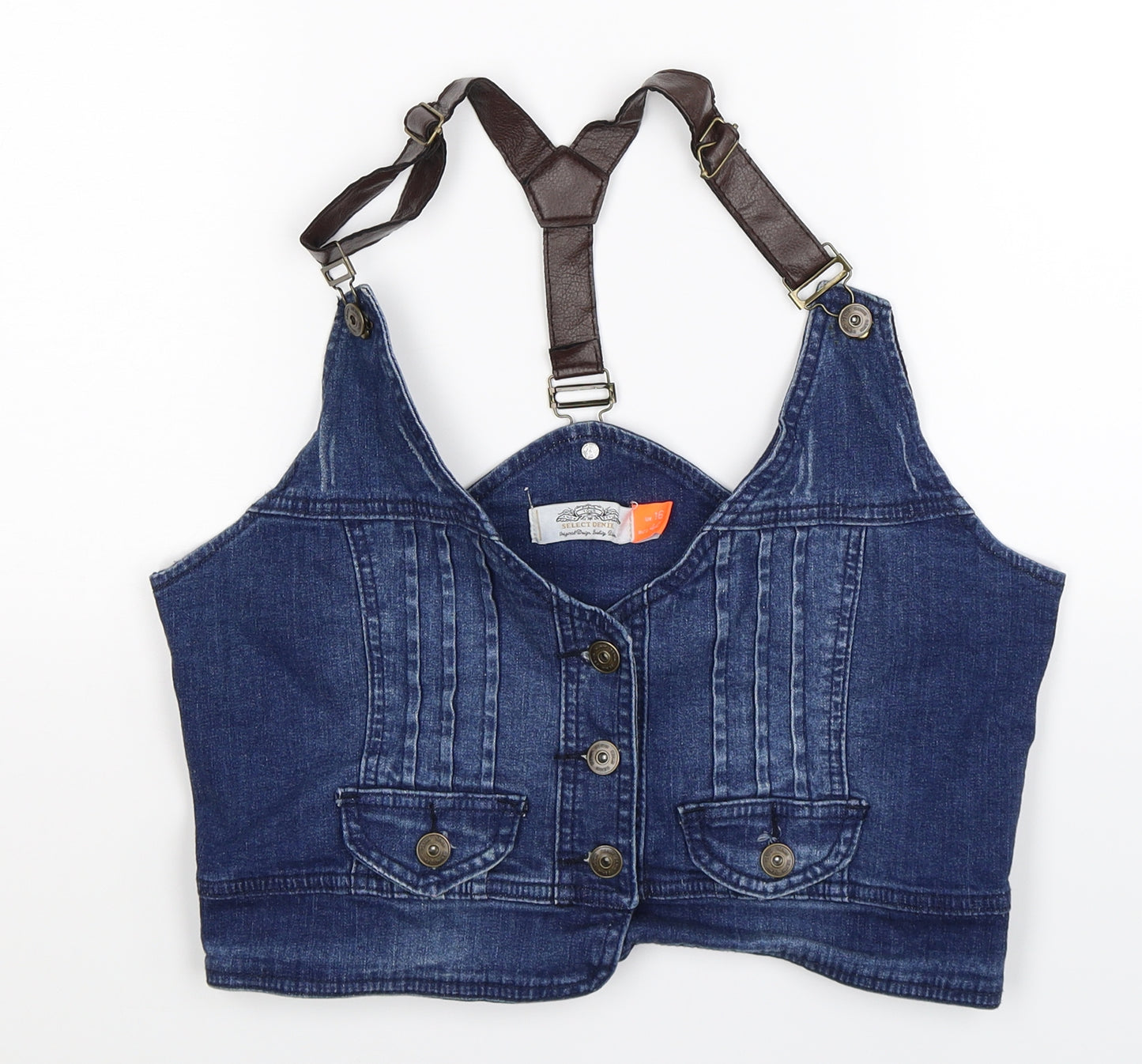 Select Womens Blue  Denim Jacket Waistcoat Size 16