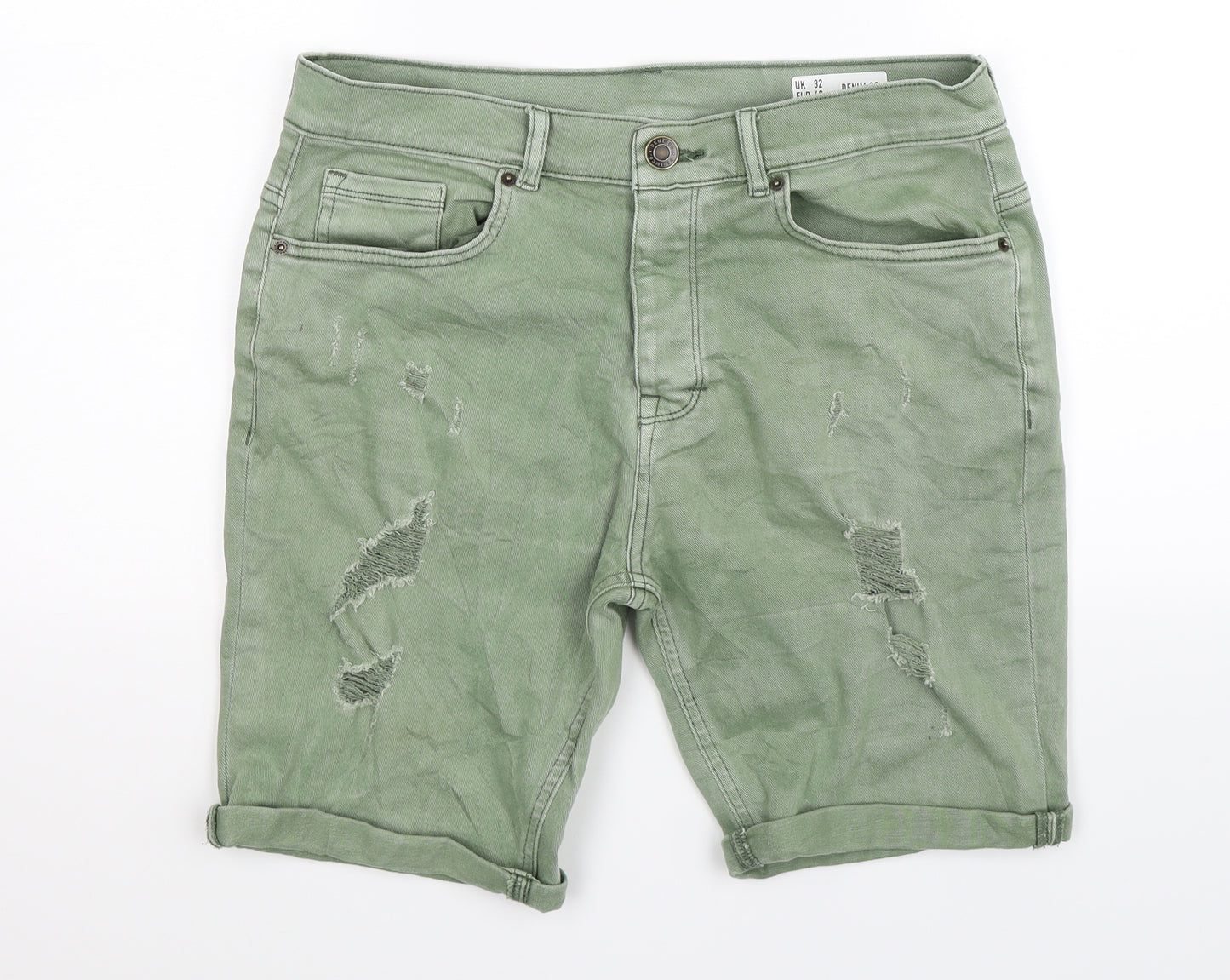 Denim Co Mens Green  Denim Bermuda Shorts Size 32