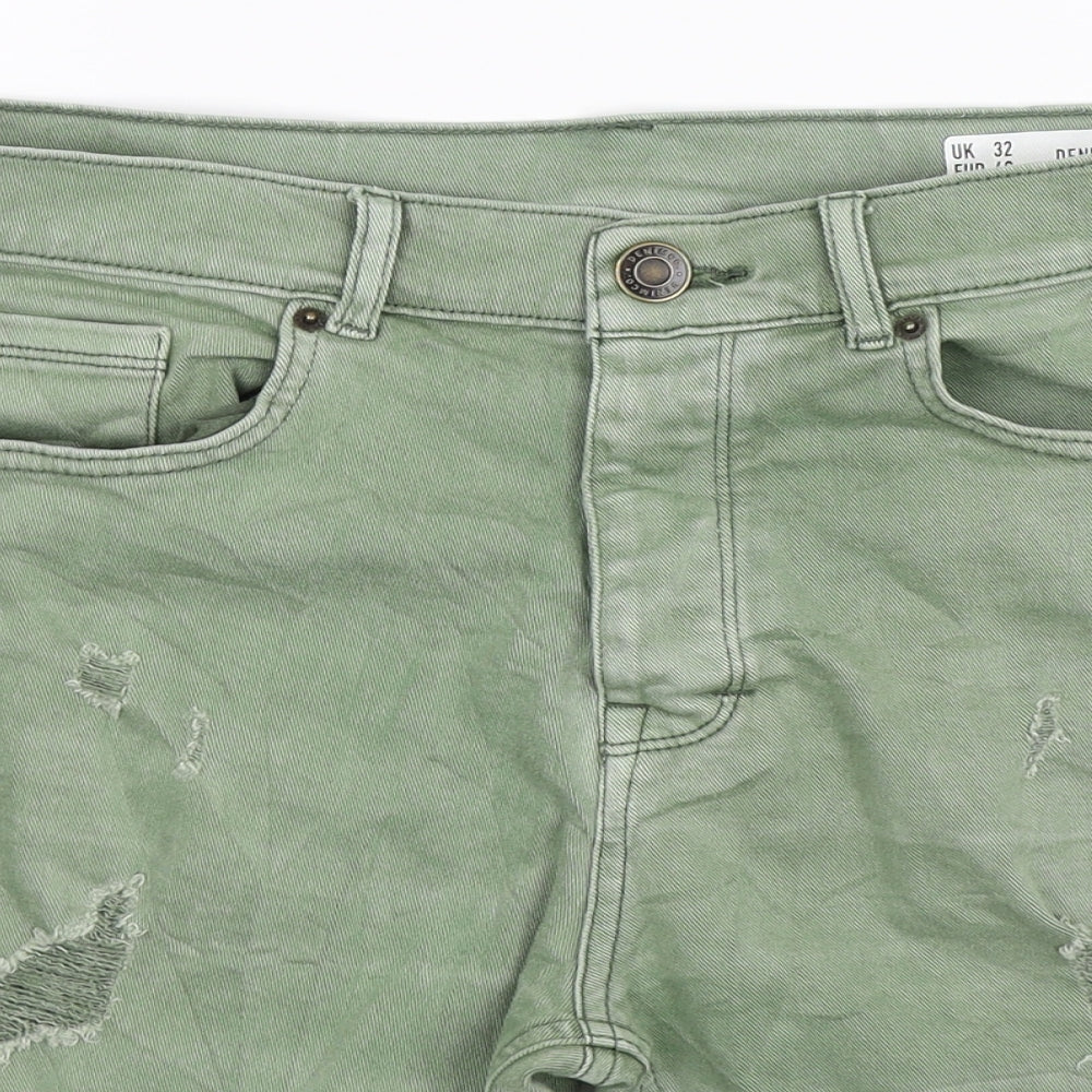 Denim Co Mens Green  Denim Bermuda Shorts Size 32