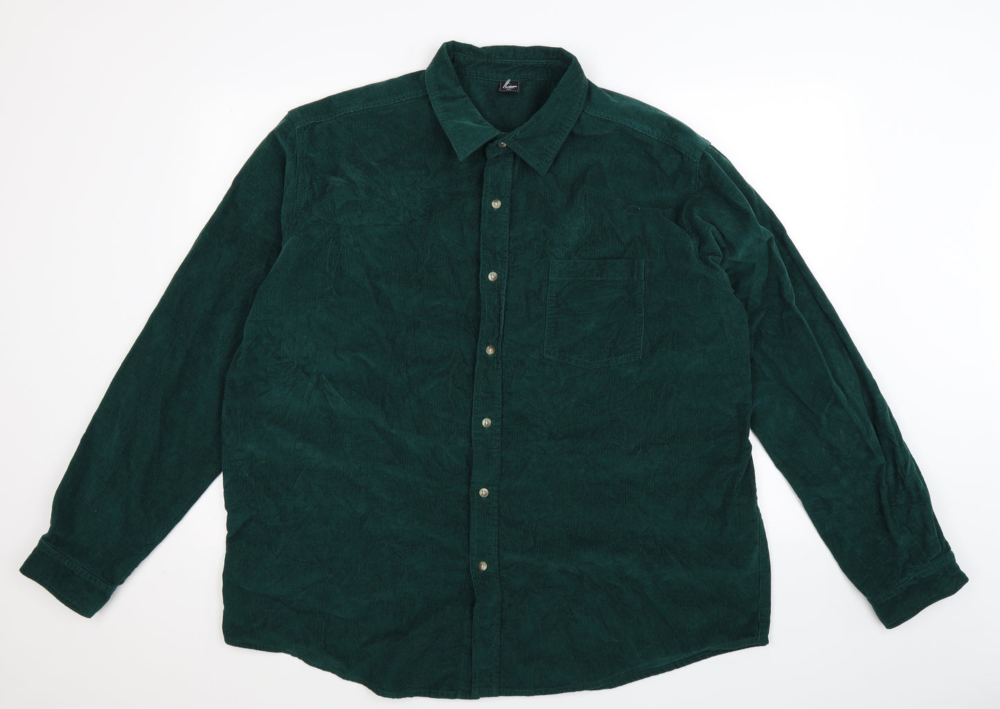Cotton Traders Mens Green  Corduroy  Button-Up Size 2XL