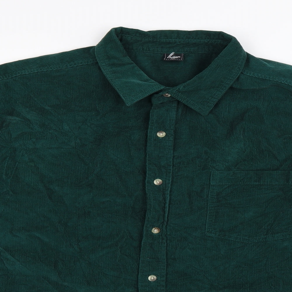 Cotton Traders Mens Green  Corduroy  Button-Up Size 2XL