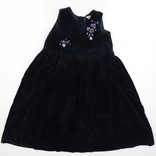 Tesco Girls Blue Floral  Fit & Flare  Size 6-7 Years