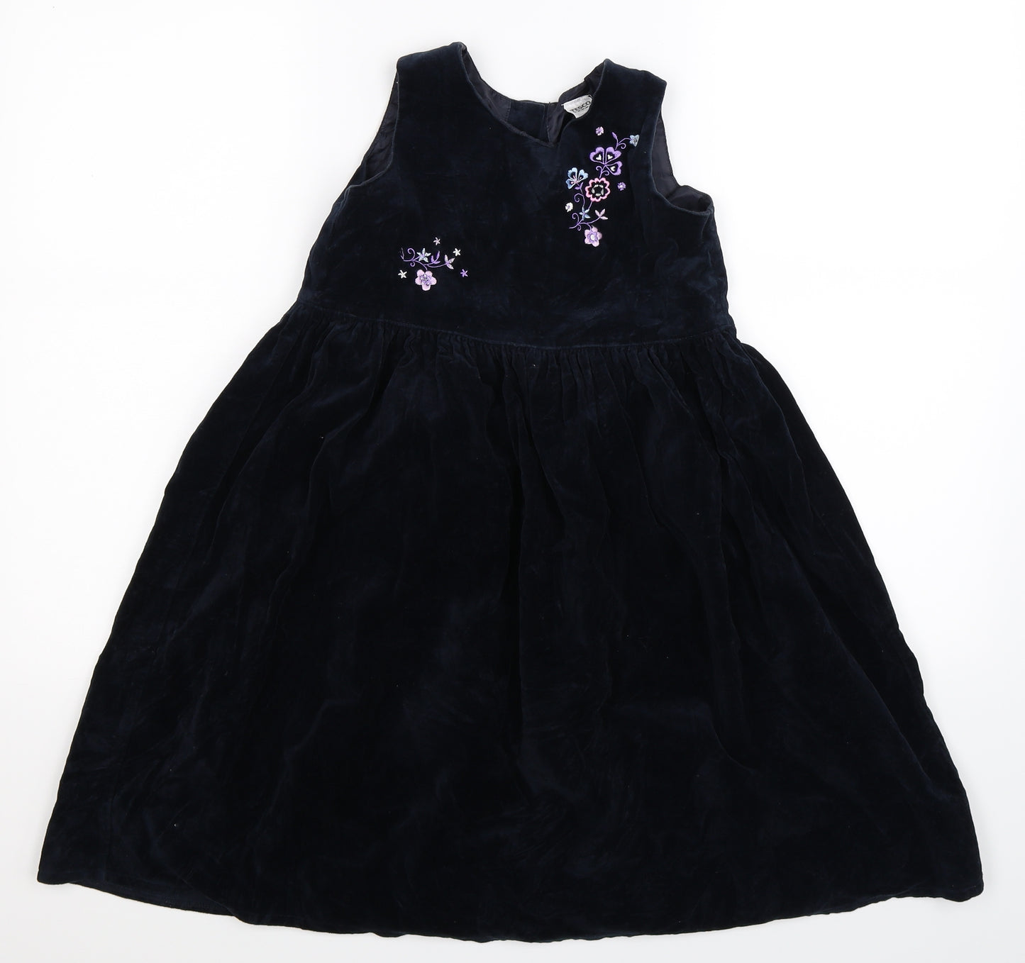 Tesco Girls Blue Floral  Fit & Flare  Size 6-7 Years