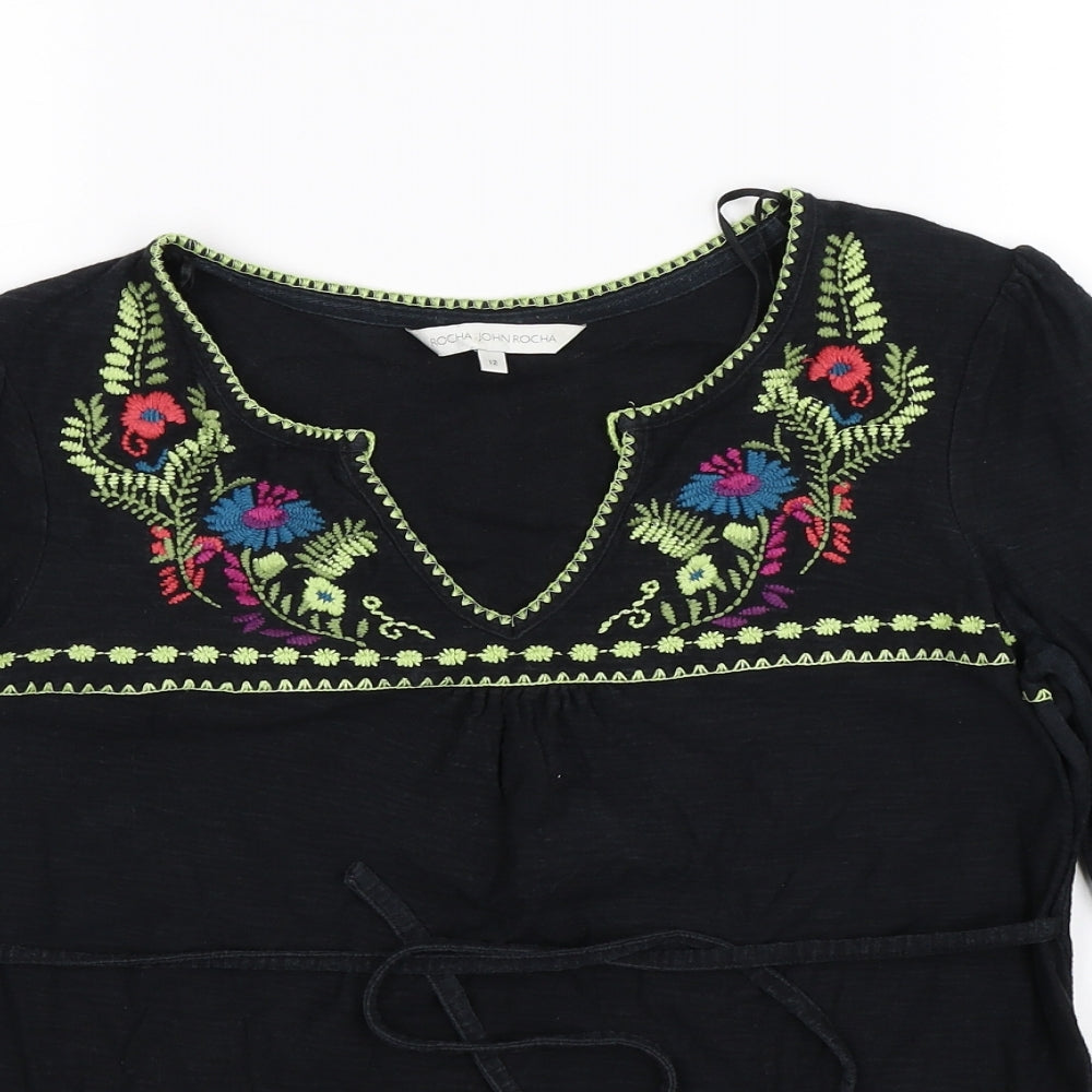 RJR.John Rocha Womens Black Floral  Camisole Blouse Size 12