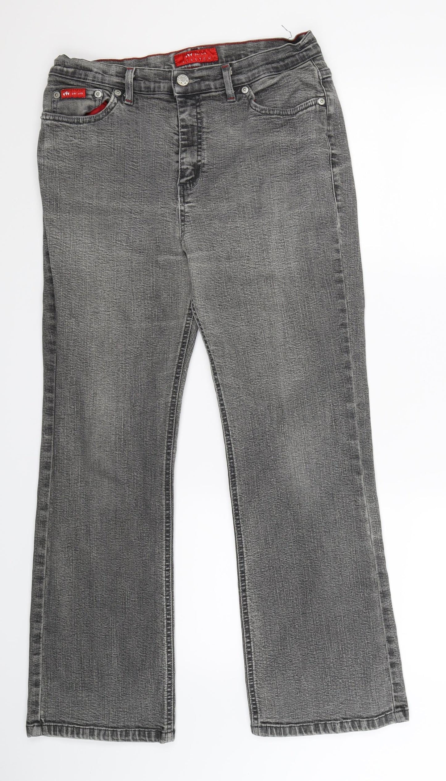 Per Una Womens Grey  Denim Straight Jeans Size 14 L27 in