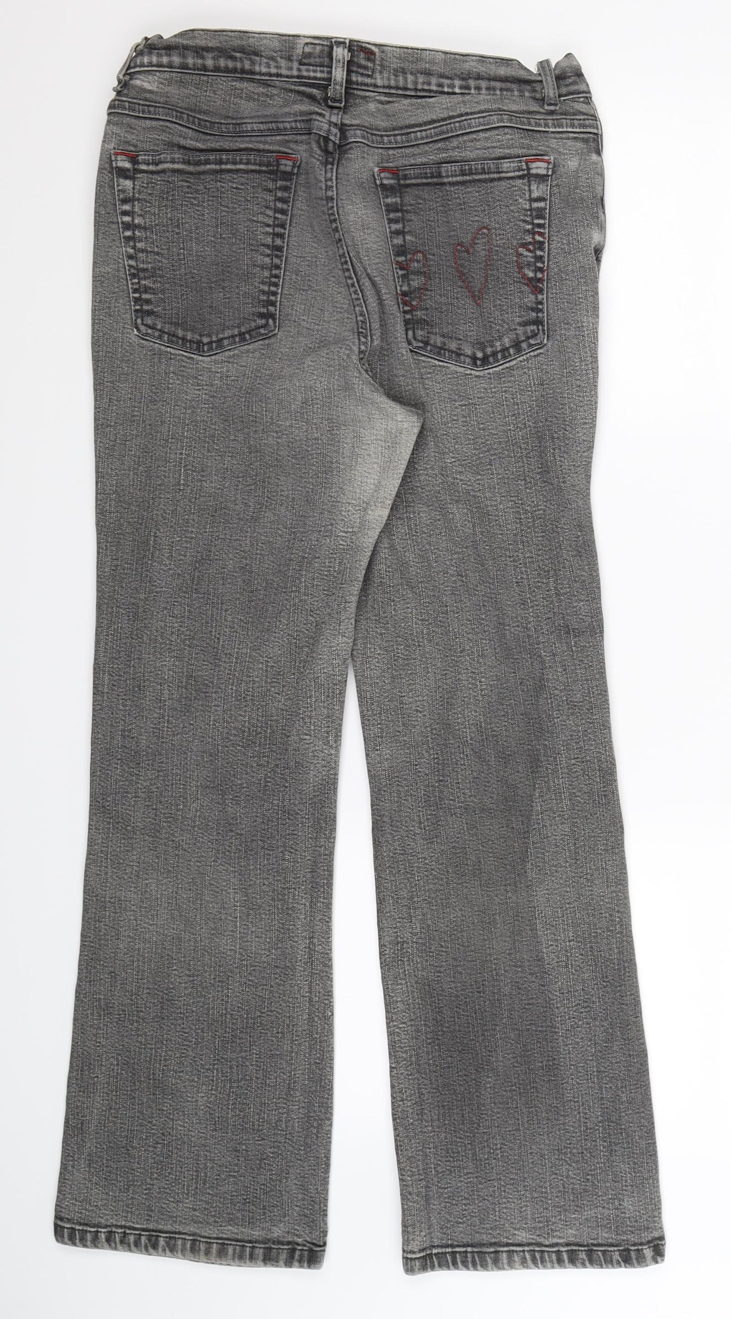 Per Una Womens Grey  Denim Straight Jeans Size 14 L27 in