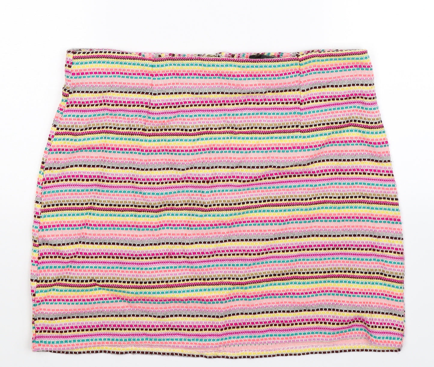 QED London Womens Multicoloured Striped  Mini Skirt Size 12