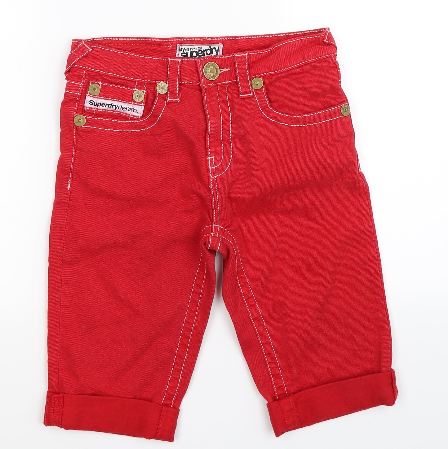 Superdry Womens Red  Denim Bermuda Shorts Size 26 in