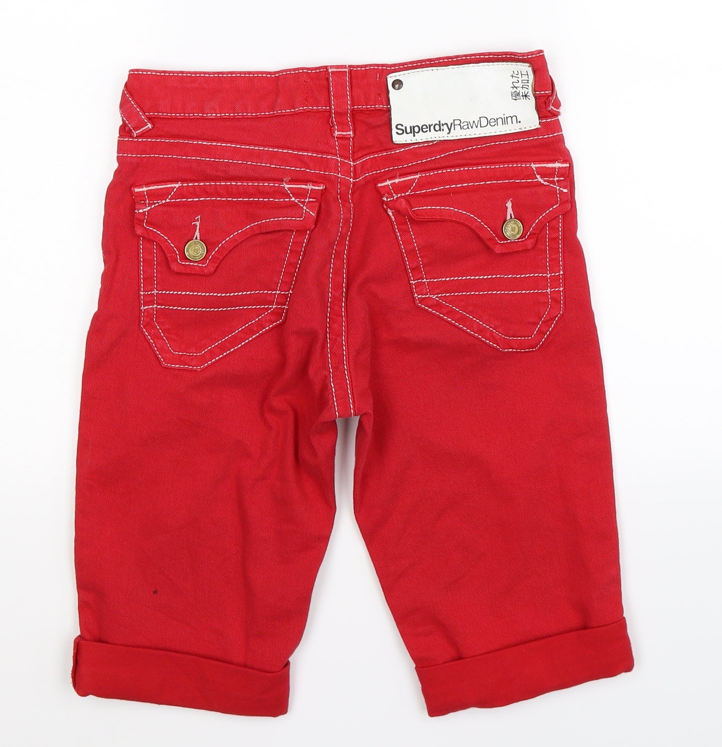 Superdry Womens Red  Denim Bermuda Shorts Size 26 in