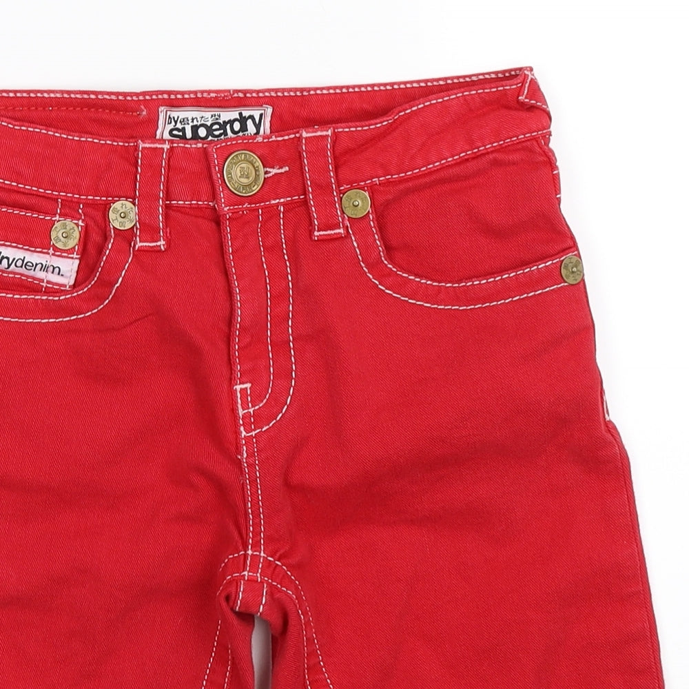 Superdry Womens Red  Denim Bermuda Shorts Size 26 in
