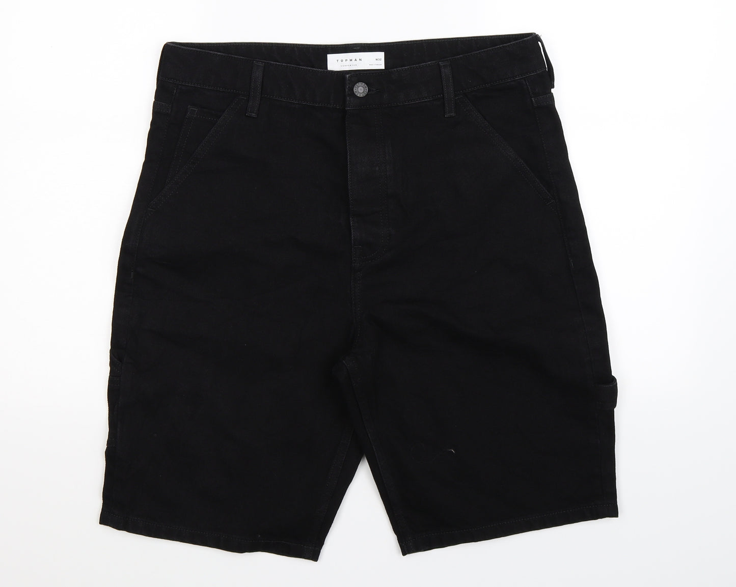 Topman Mens Black  Denim Bermuda Shorts Size 32