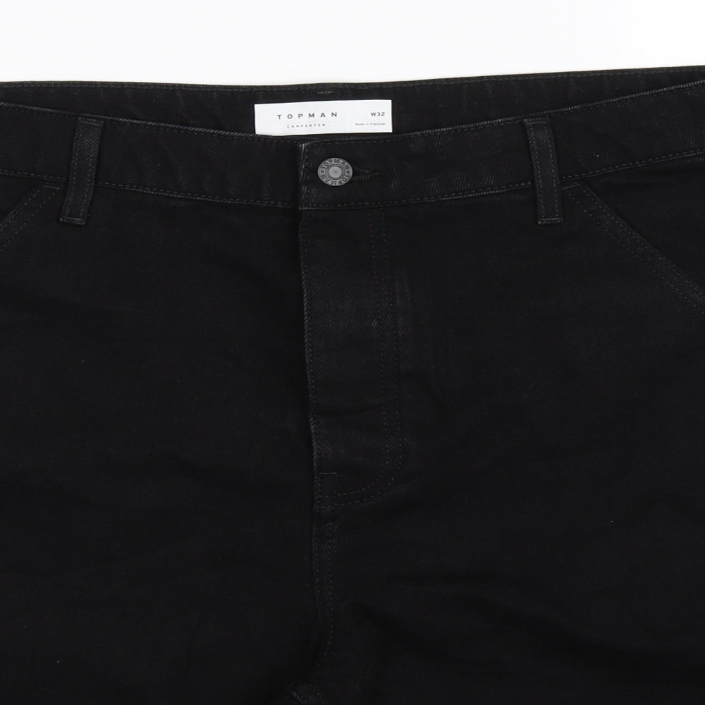 Topman Mens Black  Denim Bermuda Shorts Size 32