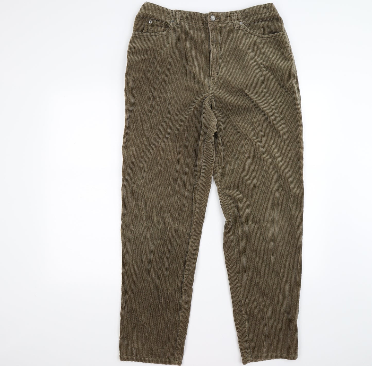 Sigrid Olsen Womens Beige Striped Corduroy Straight Jeans Size 12 L26 in