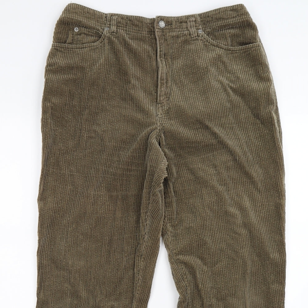 Sigrid Olsen Womens Beige Striped Corduroy Straight Jeans Size 12 L26 in