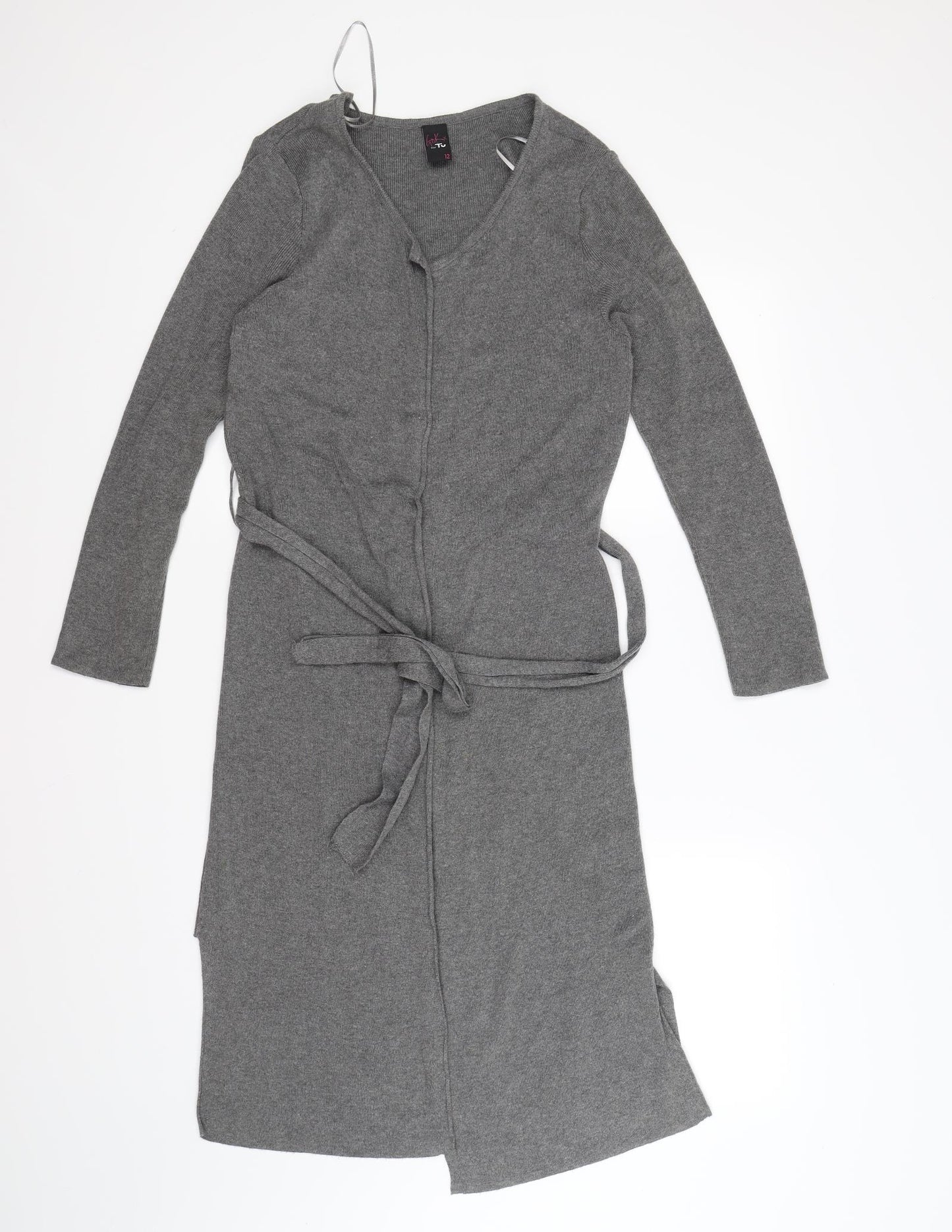TU Womens Grey  Knit Cardigan Jumper Size 12